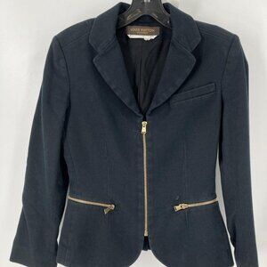 Louis Vuitton Women's XS Navy 3/4 Sleeve Notch Lapel Full Zipped Pockets Blazer